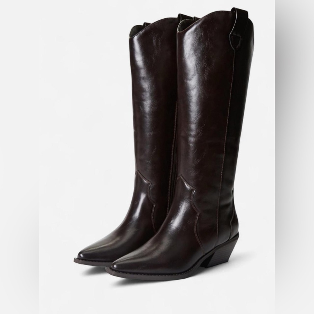 Just Fab Leander Flat Boot Coffee Brown Tall Rider Boots Woman